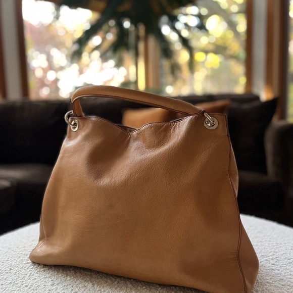 NEW Mark & Graham genuine soft leather tote cognac tan interchangeable handles - Picture 13 of 16